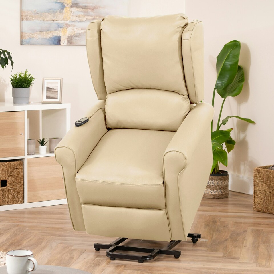 image 1 of Corcoran Electric Riser Recliner with Massage and Heat - Cream