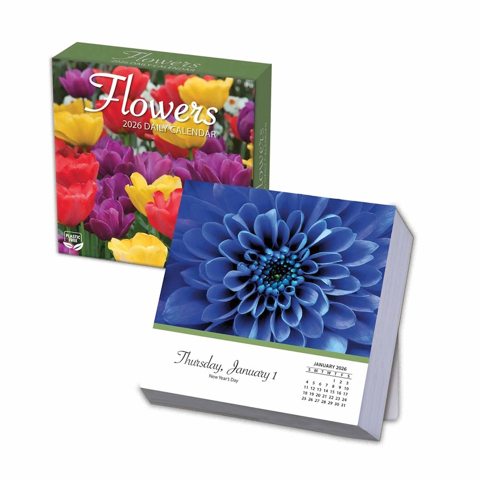 image 1 of Flowers Desk Calendar 2026, Desk Calendars, Day To View, Lifestyle, Gift
