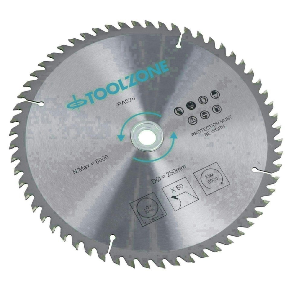 image 1 of 2pc 250mm TCT Circular Saw Blades 40 and 60 Teeth with Adapter Rings TE321
