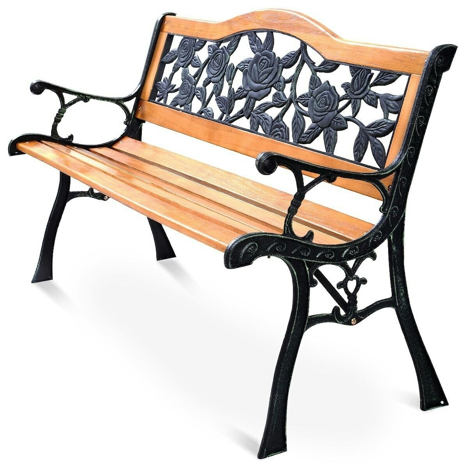 image 1 of COSTWAY Garden Bench Loveseat 2 Seater Park Chair Wood Slats Seat | Brown