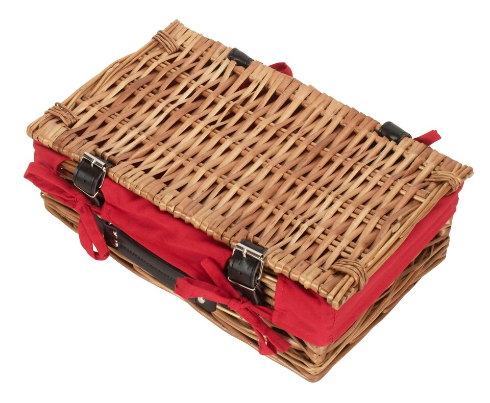 image 1 of 34cm Packaging Wicker Picnic Basket with Lining | Red | Red | One Size