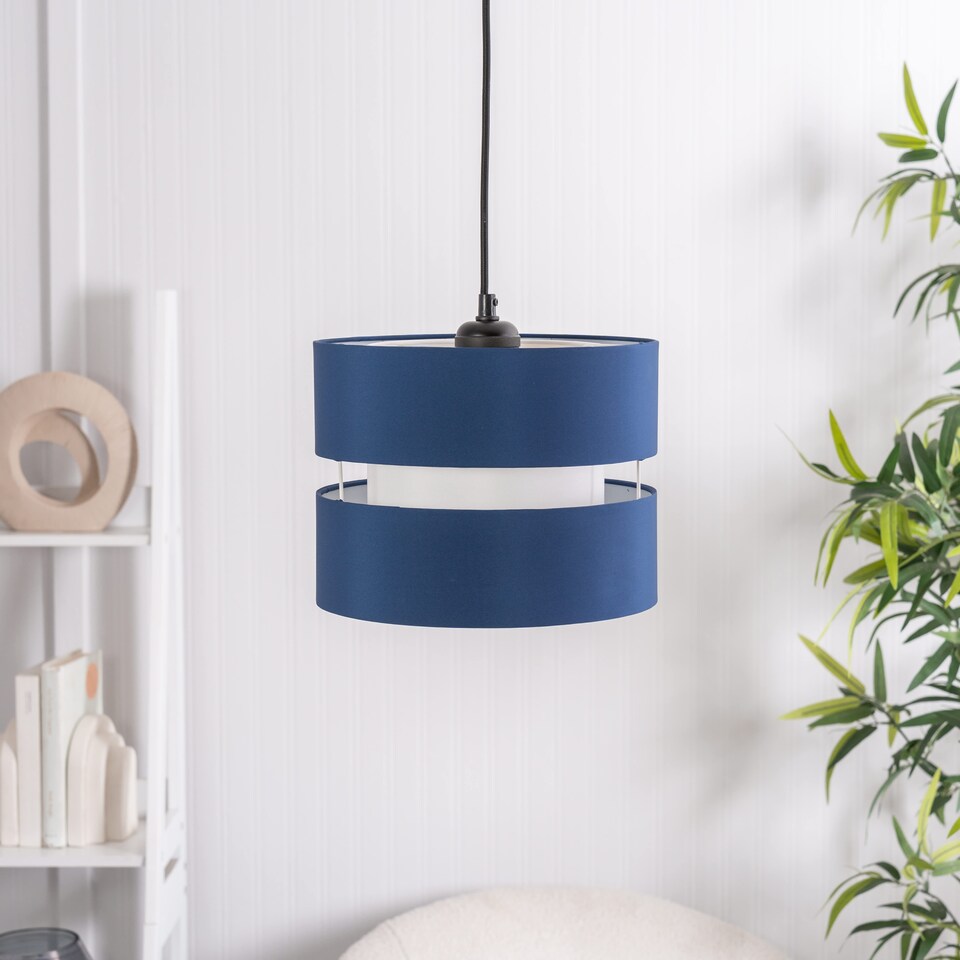 image 1 of ValueLights Sophia Pair of Small Navy 2 Tier Ceiling Light Shades | Blue