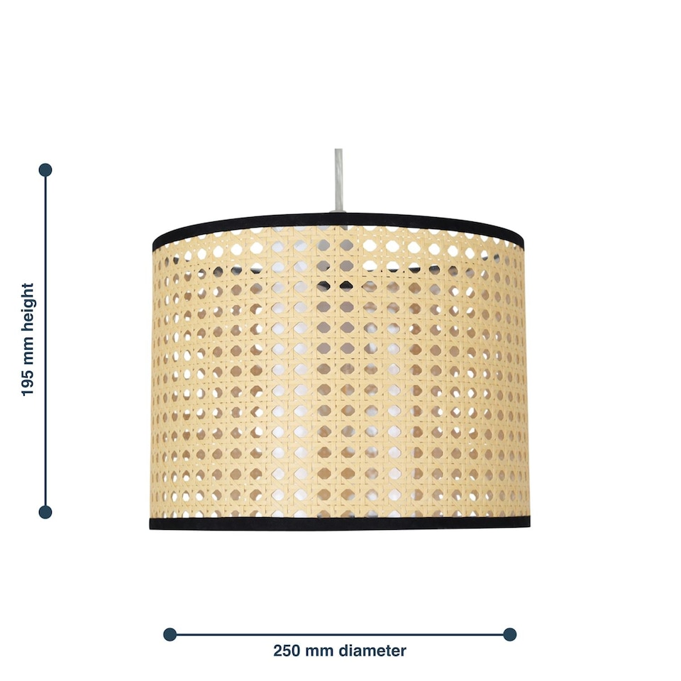 image 1 of Set of 2 Woven - 25cm Wicker Easy Fit Pendant Shades | Brown | Black | Medium | 2