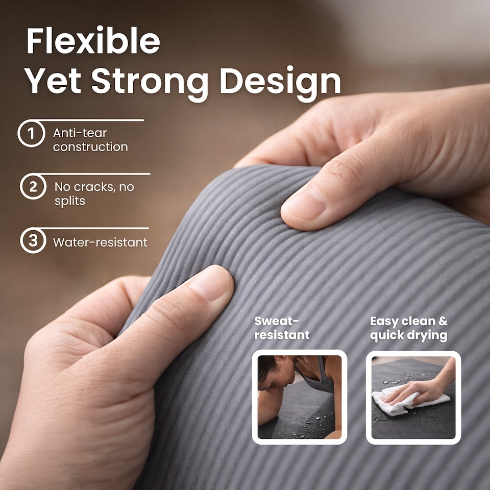 image 1 of Lockie Fitness Yoga Mat 8 mm Thick, Non Slip Exercise Mat for Women and Men, TPE Foam Pilates Mat, Gym Mat for Home Workout, Yoga, Pilates, Exercise & Gymnastics, 180 x 60 cm, Grey