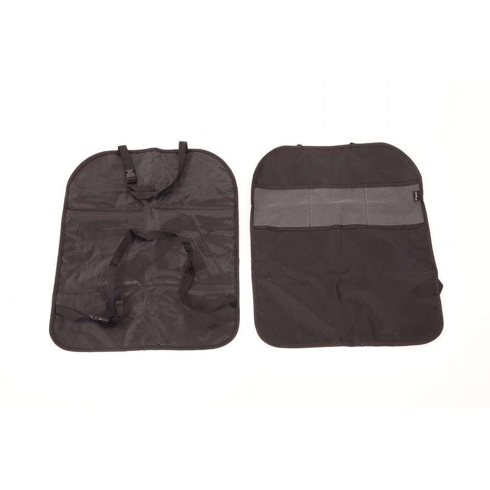 image 1 of Pack of 2 Car Seat Protector Cover Kick Mat Storage Organisers | Black