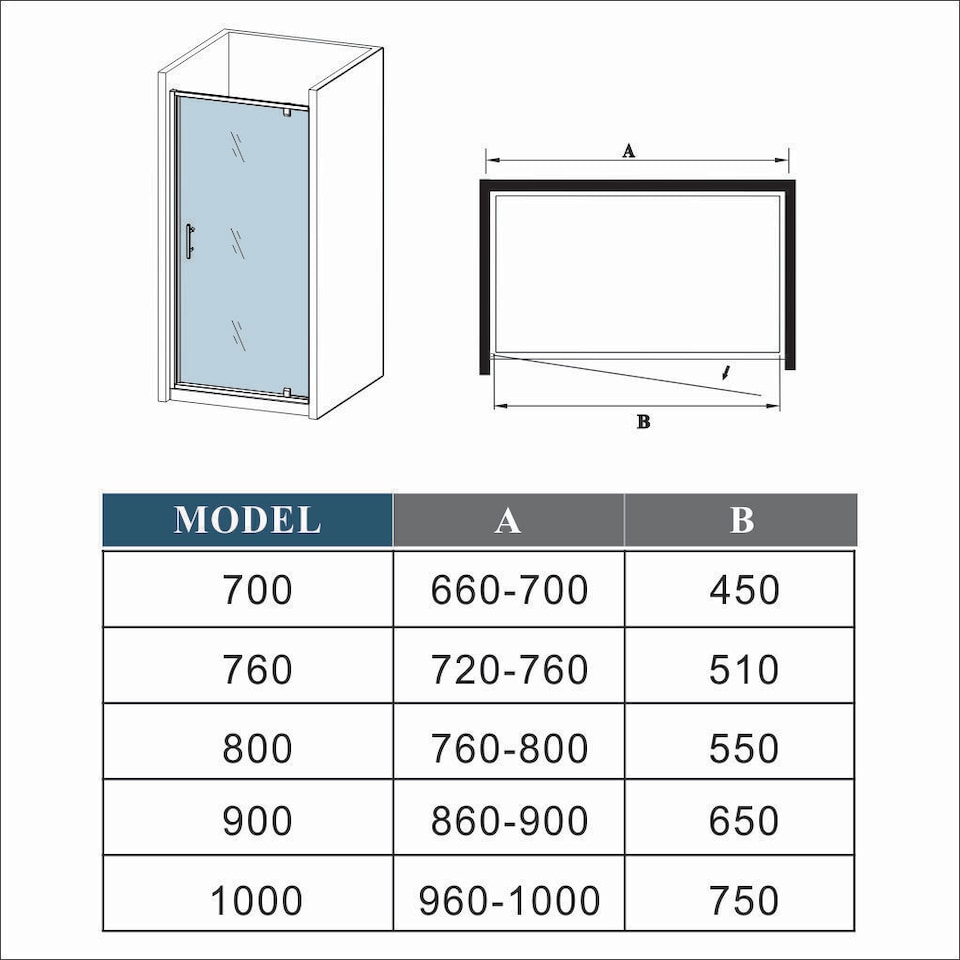 image 1 of Aica Bathrooms 700x1850mm Chrome Frame Pivot Door Shower Enclosure Glass Screen Cubicle | Chrome