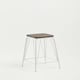 image 3 of Interiors by Premier White Metal and Elm Wood Stool, Large Square Stool, Accent Wooden Bar Stool for Home Bar