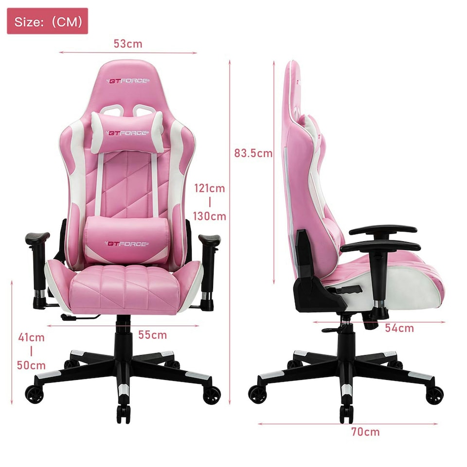 image 1 of Pro GT Reclining Sports Racing Office Desk Faux Leather Gaming Chair (Pink)