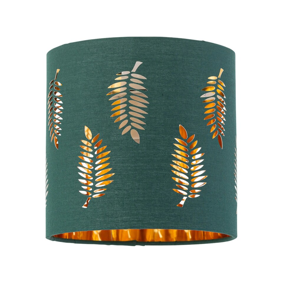 image 1 of Set of 2 Romana - Brushed Chrome Touch Operated Table Lamps Bedside Lights Dark Green Fern Shade Silver | Green