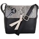 image 4 of Womens Premium Soft Genuine Leather Two Tone Cross Body Shoulder Bag - Black / Foil Grey | Taupe/Burgundy