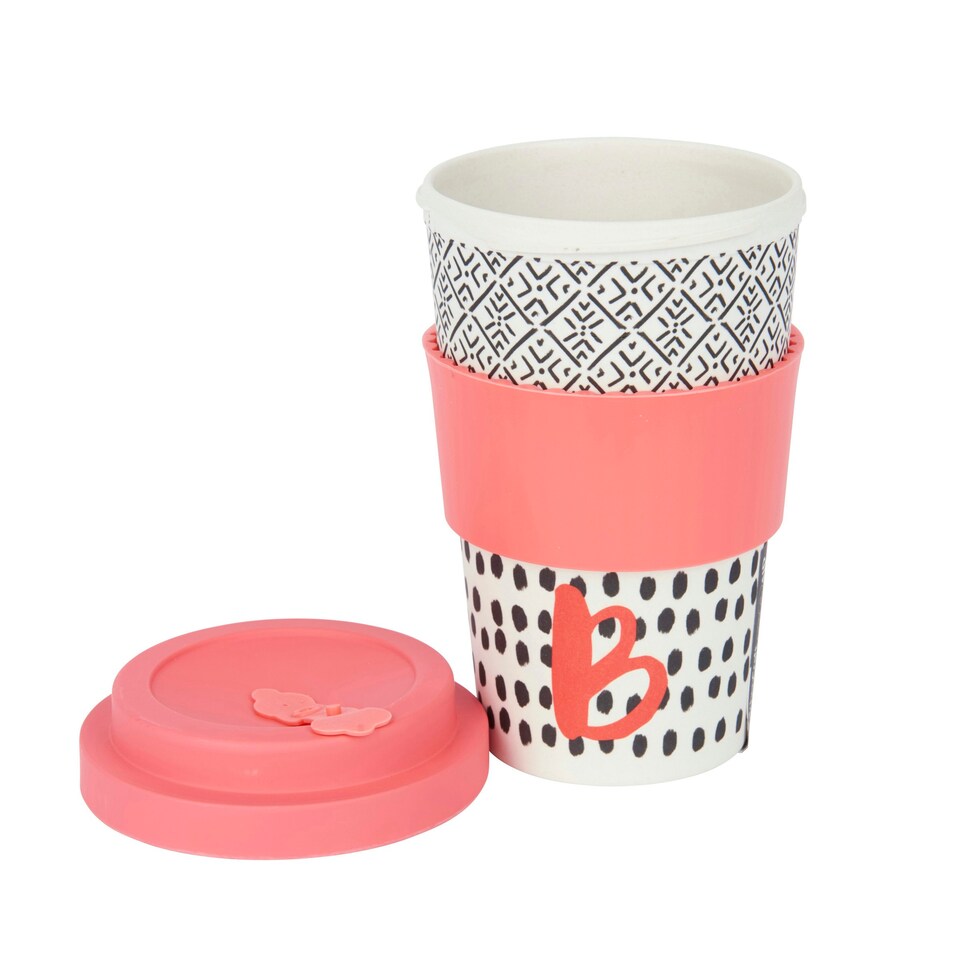 image 1 of KitchenCraft 410ml Bamboo A to Z Letter "B" Reuseable Mug Multi