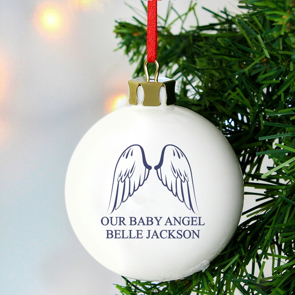 image 1 of Personalised Angel Wings Bauble
