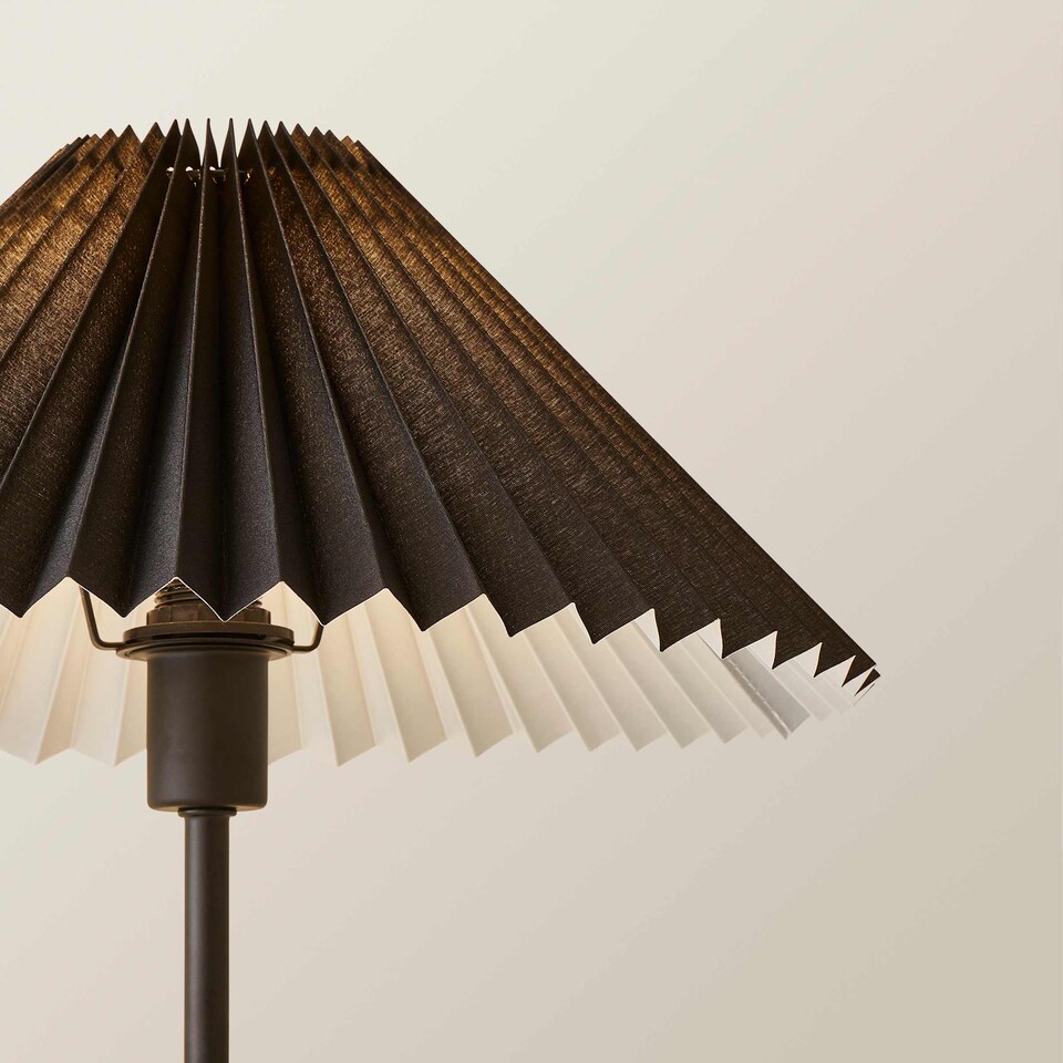 image 1 of ValueLights Akira Black Pleat Shade Table Lamp & Bulb | Black