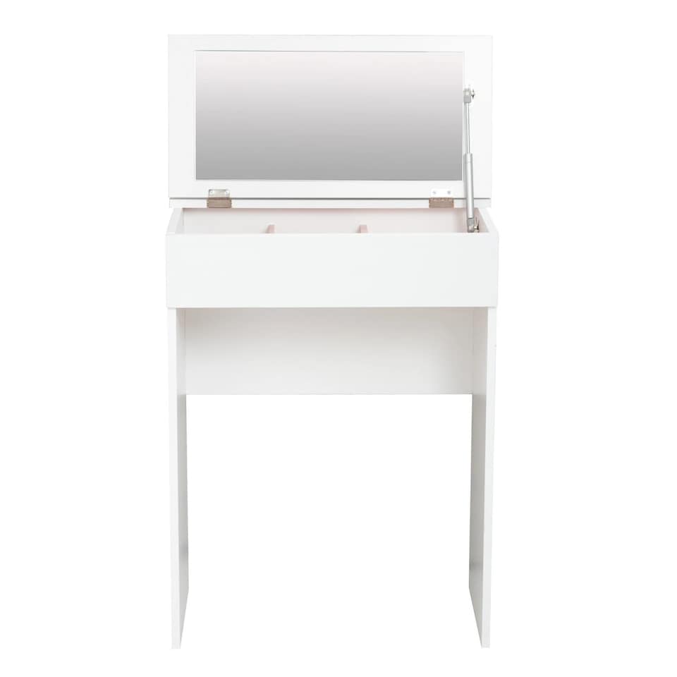 image 1 of Dressing Vanity Table Mirror Make Up Storage Pink Compartments Drawers Bedroom | White | Louise