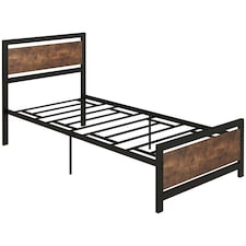 HOMCOM Single Size Metal Bed Frame w/ Headboard & Footboard, 97x195x103cm