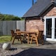 image 9 of Hand Made 6 Seater Chunky Rustic Wooden Garden Furniture Table and Chairs Set
