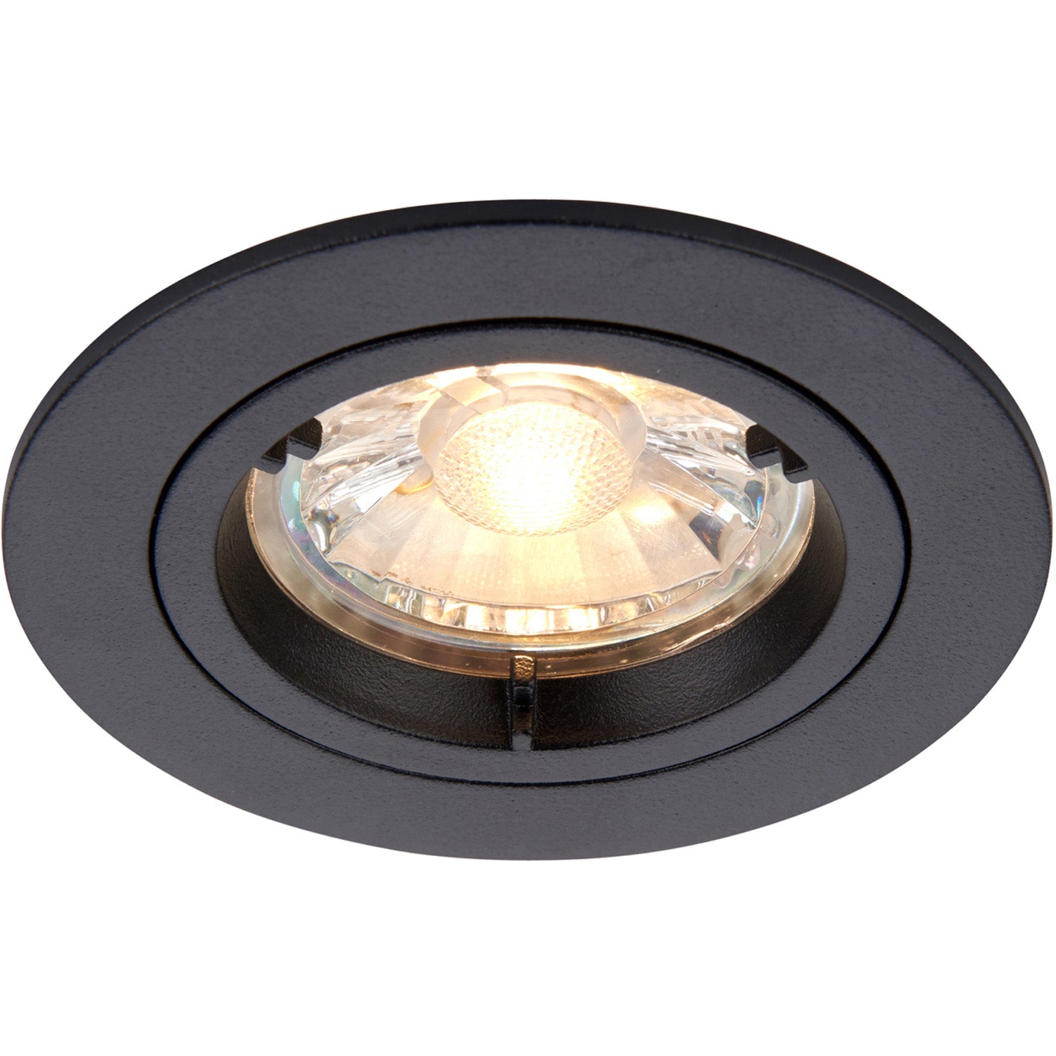 Loops Recessed Fixed Ceiling Downlight - Dimmable 50W GU10 Reflector - Matt Black