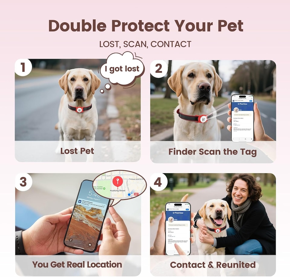 image 1 of AirTag Dog Collar Holder & Free App Pet Tracker Smart QR ID