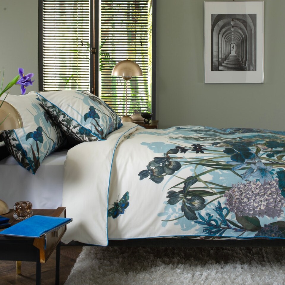 image 1 of Luxury Tivoli Bedding 100% Cotton Modern Design Blue | Blue | King