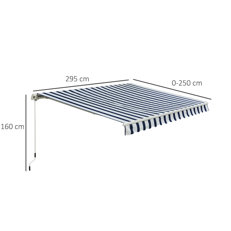 image 1 of Outsunny Garden Sun Shade Canopy Retractable Awning, 3 x 2.5m, Blue and White Blue