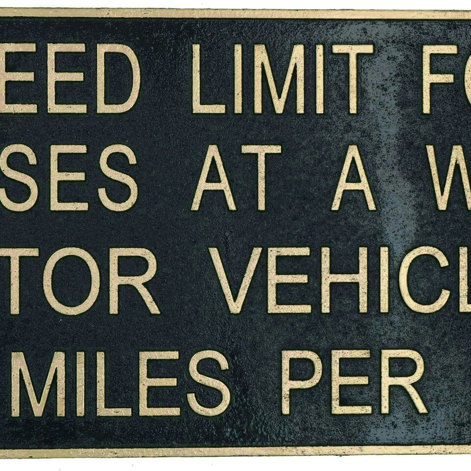 image 1 of Speed Limit For Horses Cast Iron Sign Plaque Door Wall House Gate Motor Vehicle
