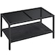 image 1 of Yaheetech Wicker Coffee Table with Tempered Glass Top Black