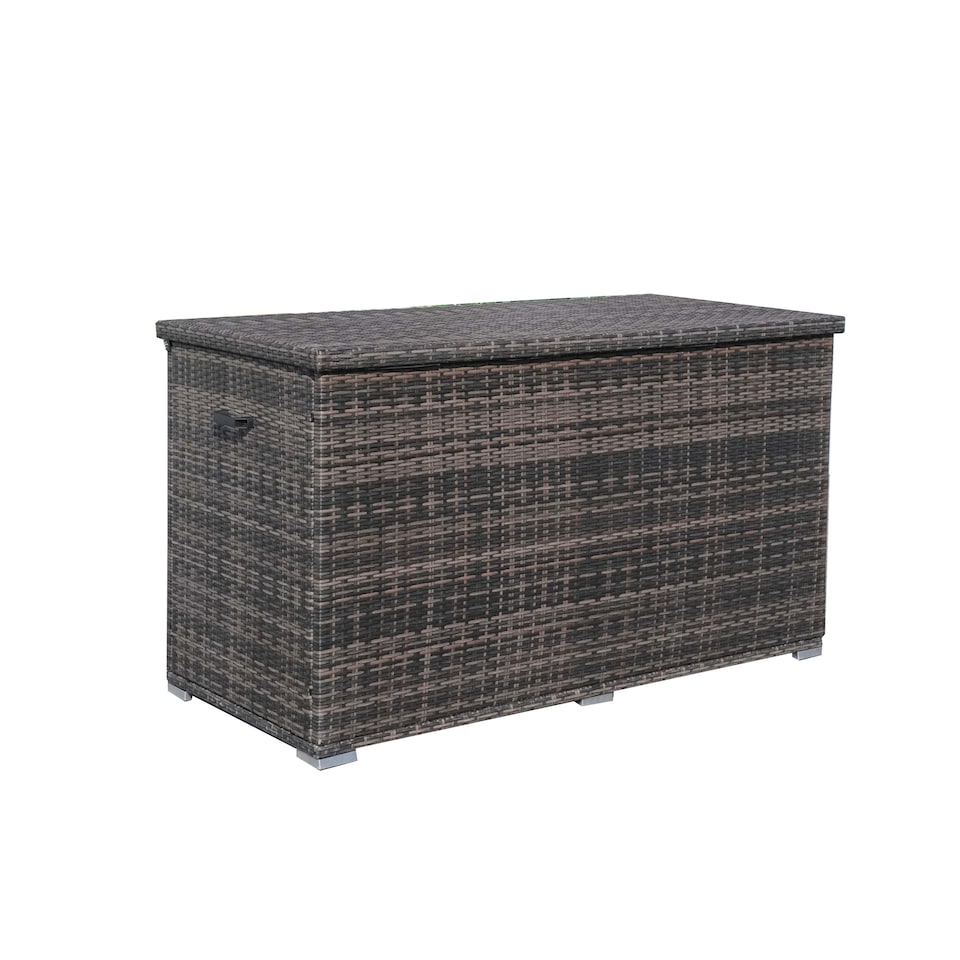 image 1 of Direct Wicker 980L Aluminum Outdoor Rattan Storage Box, Garden Large Deck Box | Brown
