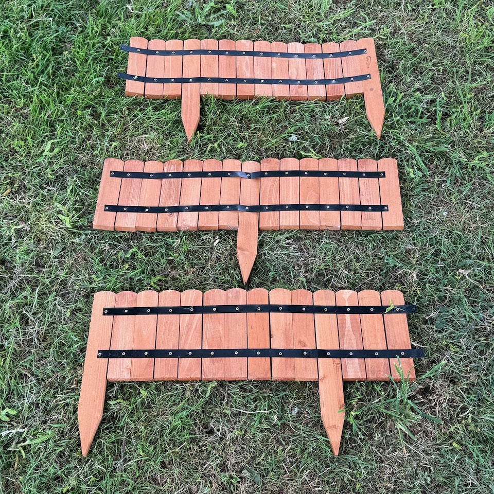 image 1 of Wooden Log Roll Style Garden Lawn Edging (70cm x 20cm) - 6 Panels
