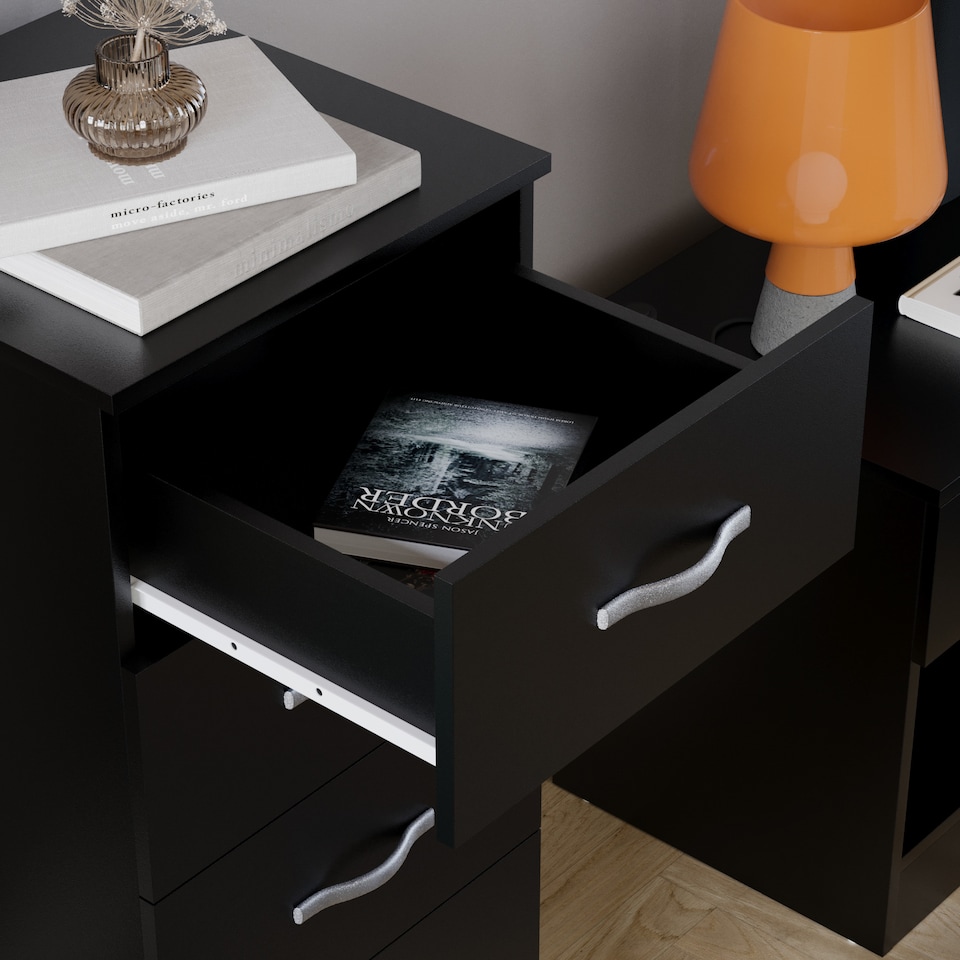 image 1 of Vida Designs Riano 5 Drawer Narrow Chest of Drawers Bedroom Storage, Black