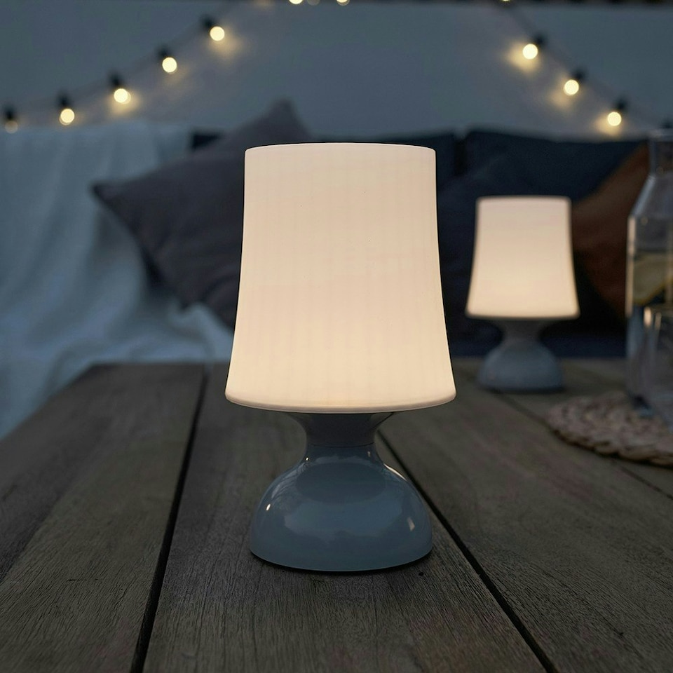 image 1 of ValueLights Colmar Dimmable Painted Grey Table Lamp and LED 2W Bulb