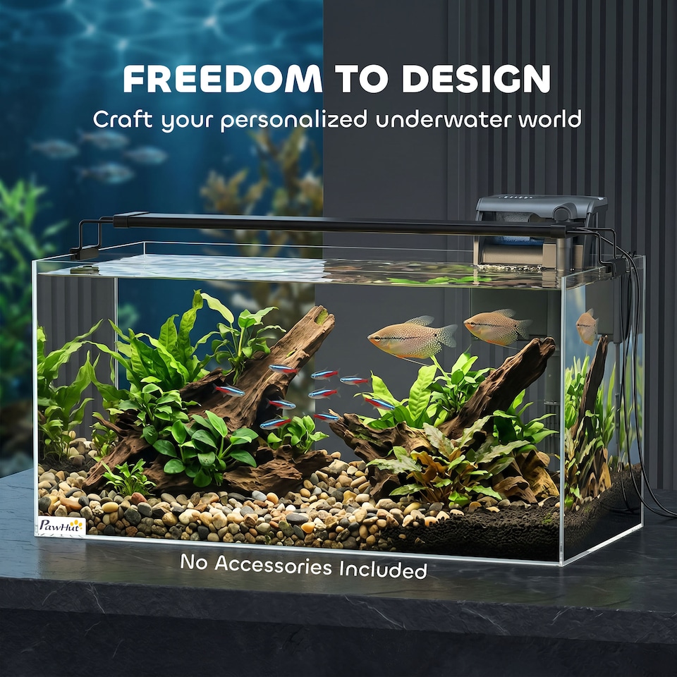image 1 of PawHut 51L Fish Tank with Protective Base Mat 60 x 30 x 30 cm