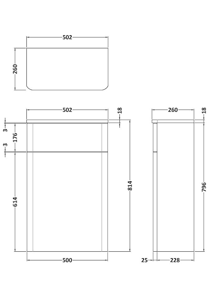 image 1 of Contemporary Bathroom Floor Standing WC Unit, Gloss White, 502mm | White | Gloss White | 260 x 502 x 814mm | 1