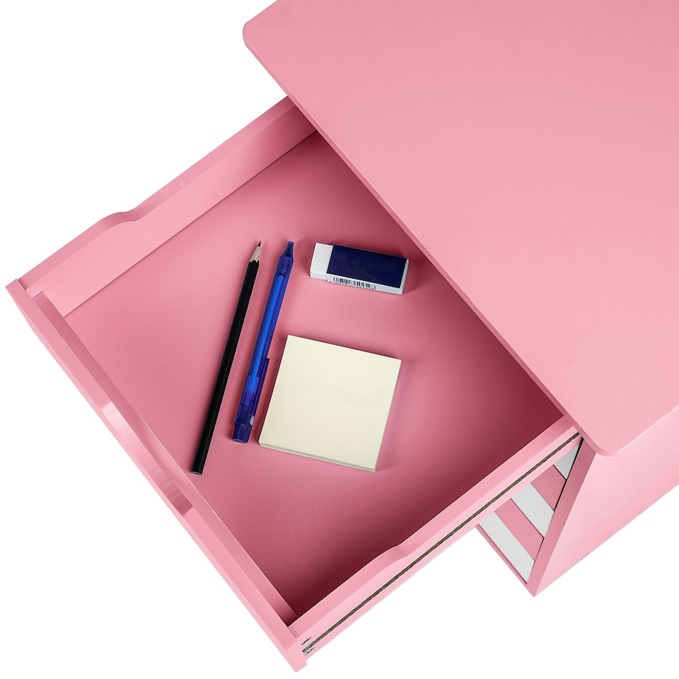 image 1 of Chest of Drawers - with 6 drawers, made of wood, with 4 wheels, 36 x 40 x 65 cm Pink