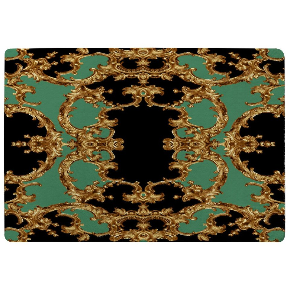 image 1 of Black & Green Baroque (Rug) Green | Medium: 80x150cm