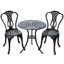 Outsunny Garden Bistro Set Outdoor Table Chairs Aluminium Patio Lawn Furniture