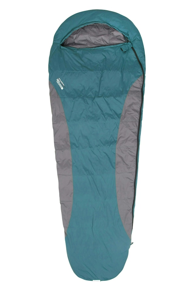image 1 of Mountain Warehouse Extreme Down Sleeping Bag Hooded Two Way Zipped Camp Bed | Blue