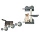 image 1 of PawHut 4pc Cat Shelves Cat Wall Furniture with Steps Scratching Post Grey