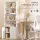 image 3 of HOMCOM 6-Tier Tall Bookcase, Bookshelf with 4 Open Shelves and Double Door Storage Cabinet, Freestanding Display Rack for Living Room, Bedroom, Home Office, Study, 59 x 29 x 180cm, White