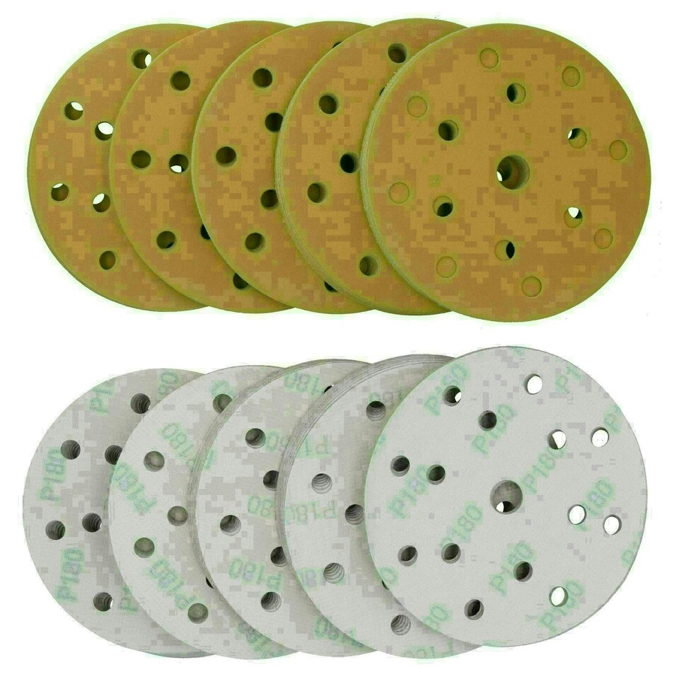 image 1 of 150mm Sanding Discs Aluminium Oxide Abrasive 180 Grit 15 Hole Hook + Loop 100pc