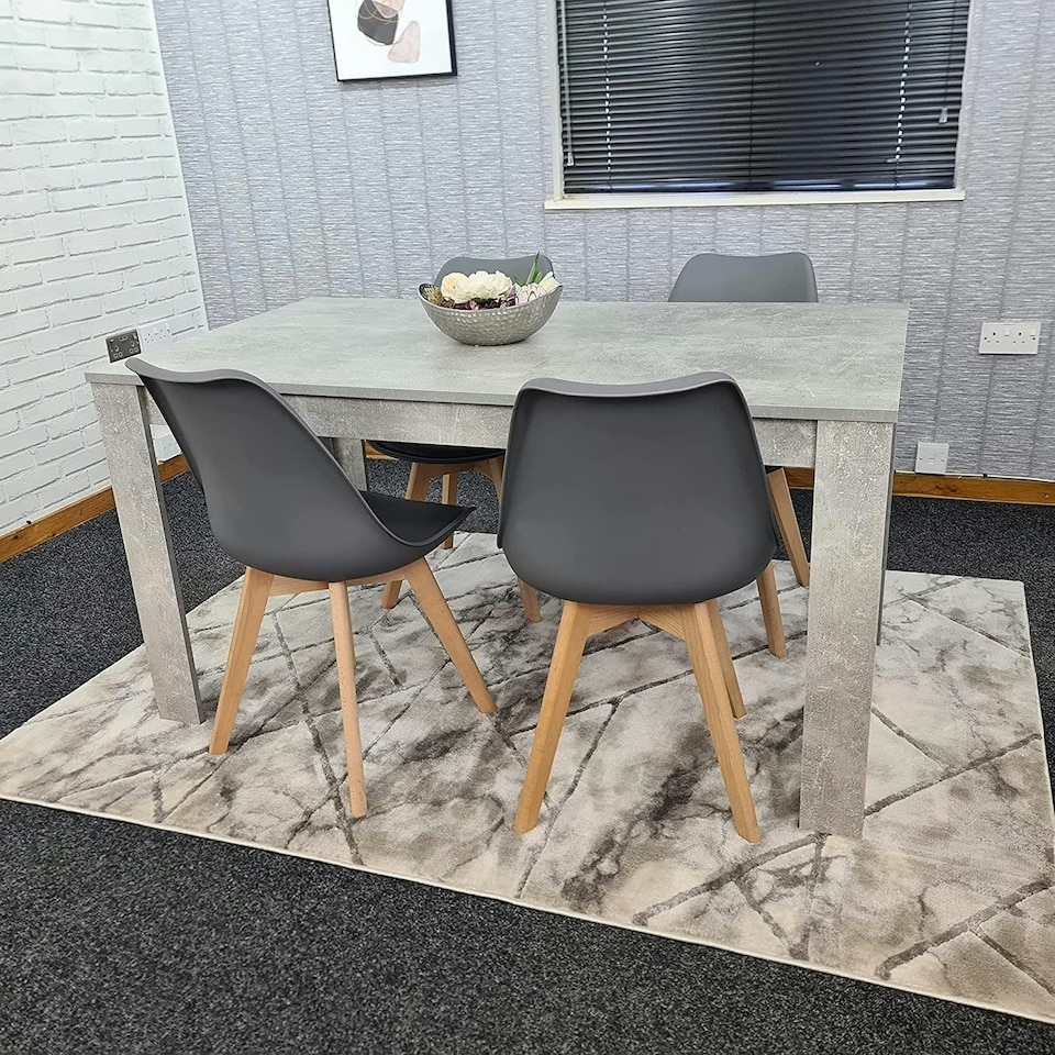 image 1 of Dining Table Set Oak Effect Table With 4 White Plastic Chairs Dining Room Furniture | White | One Size | 5