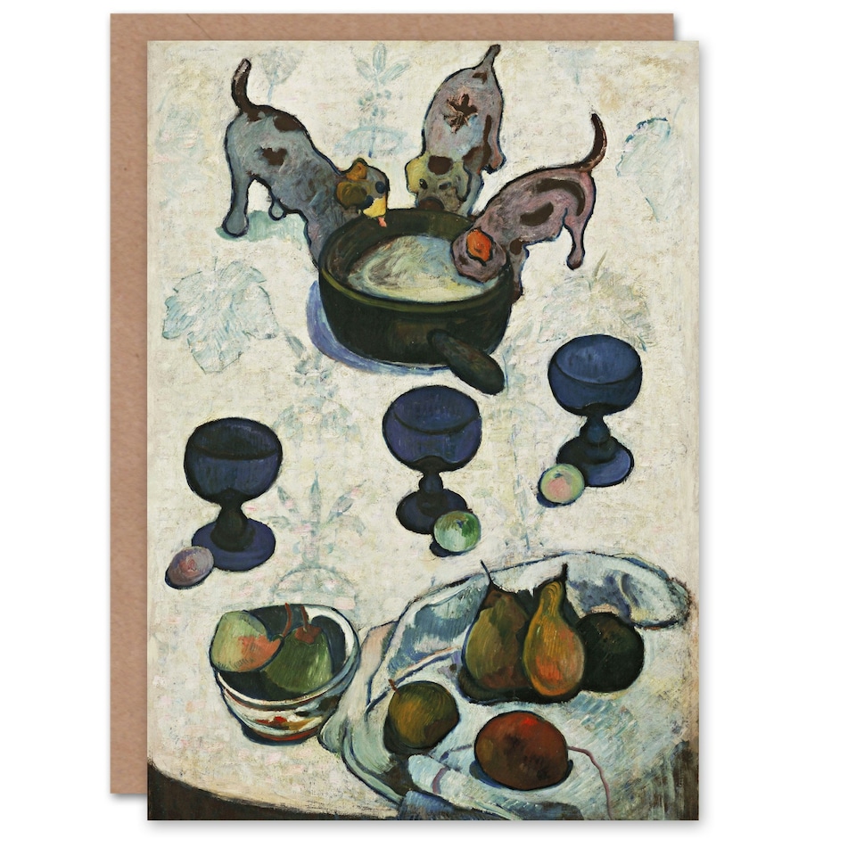 image 1 of Paul Gauguin Art Card Still Life with Three Puppies