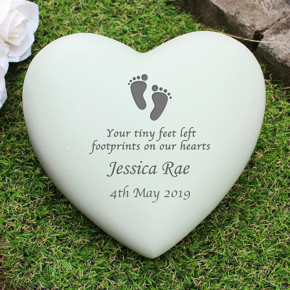 image 1 of Personalised Footprints Heart Memorial