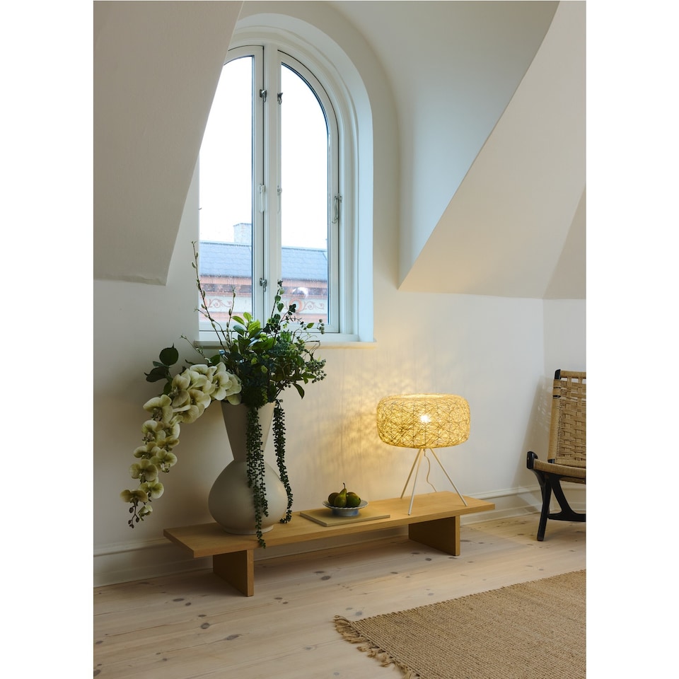 image 1 of Osram Decor Paper Bale Table Lamp E27 Beige Boho Style Bedside Desk Light