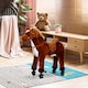 image 2 of HOMCOM Plush Walking Horse Ride On Toy with Wheels and Realistic Sounds Rocking Horse for Girls Boys 2 Plus Years Old, 50cm Tall, Brown