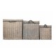 image 3 of Set of 3 Wicker Grey Wash Square Hessian Lined Log Basket | Grey | Grey | Not provided
