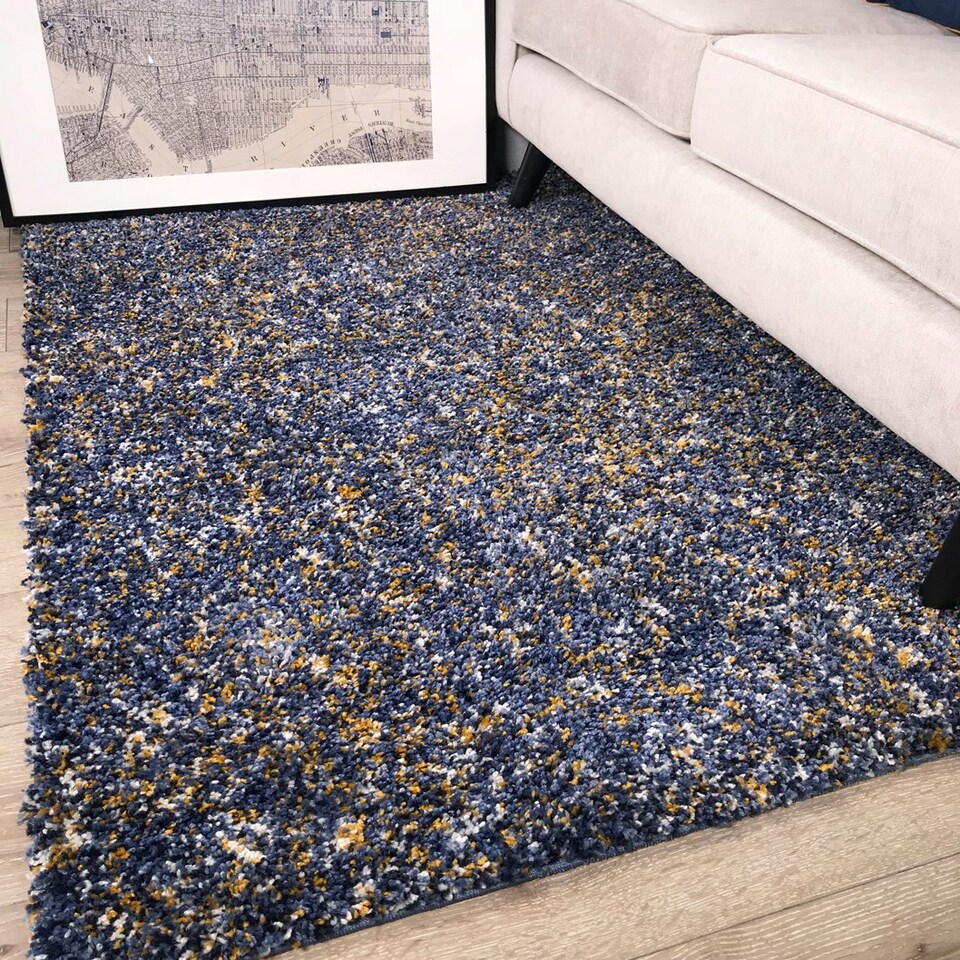 image 1 of KUKOON Dark Blue Mottled Shaggy Living Room Area Rug 200cm x 290cm