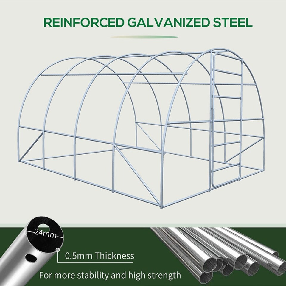 image 1 of Outsunny 4 x 3M Walk-in Garden Polytunnel Greenhouse Galvanised Steel W/ Door