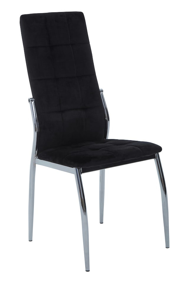 image 1 of Interiors By Premier Black Velvet High Back Dining Chair,Kitchen Chair With High Back,Chrome Finish Lounge Chair,Outdoor Chair | Black