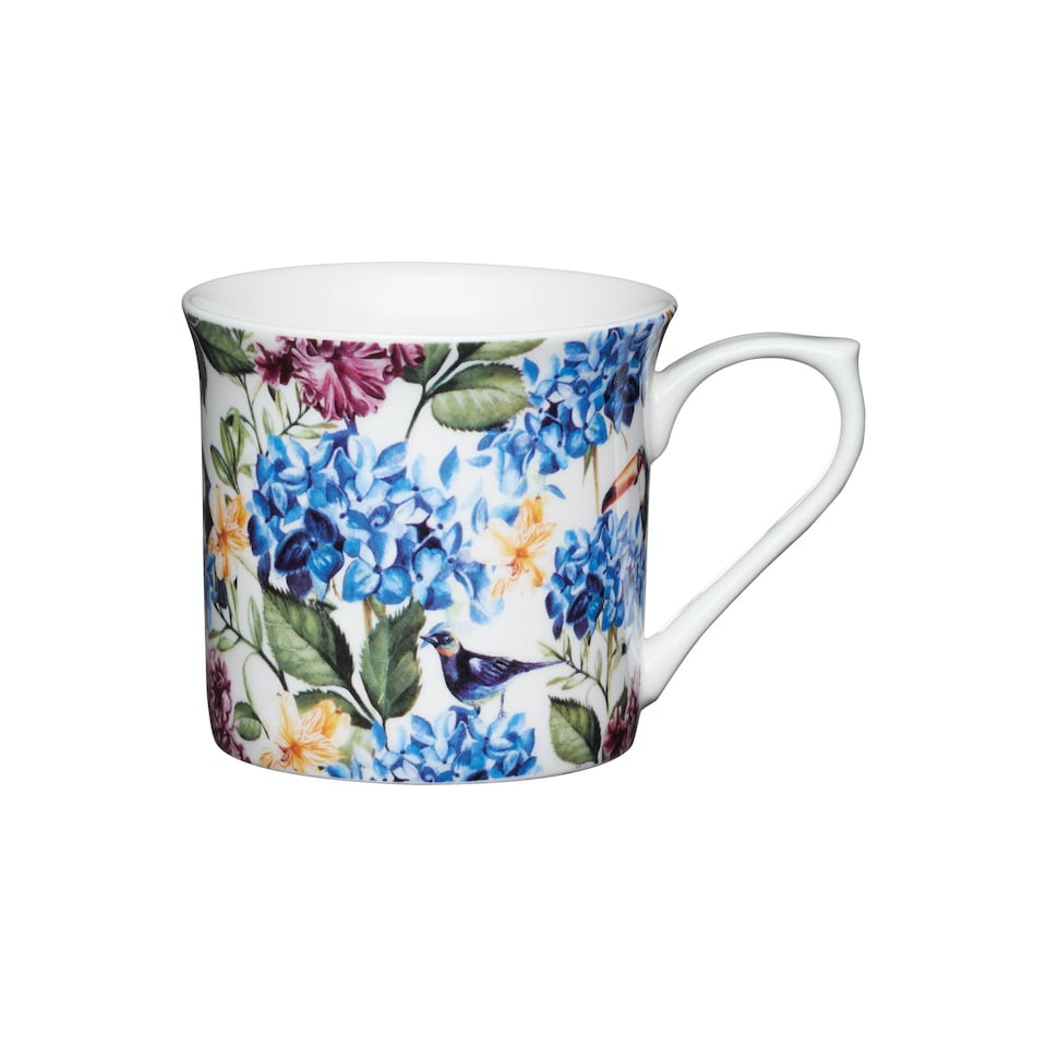 image 1 of KitchenCraft Flute Fine Bone China Country Floral Mug | Blue | 1