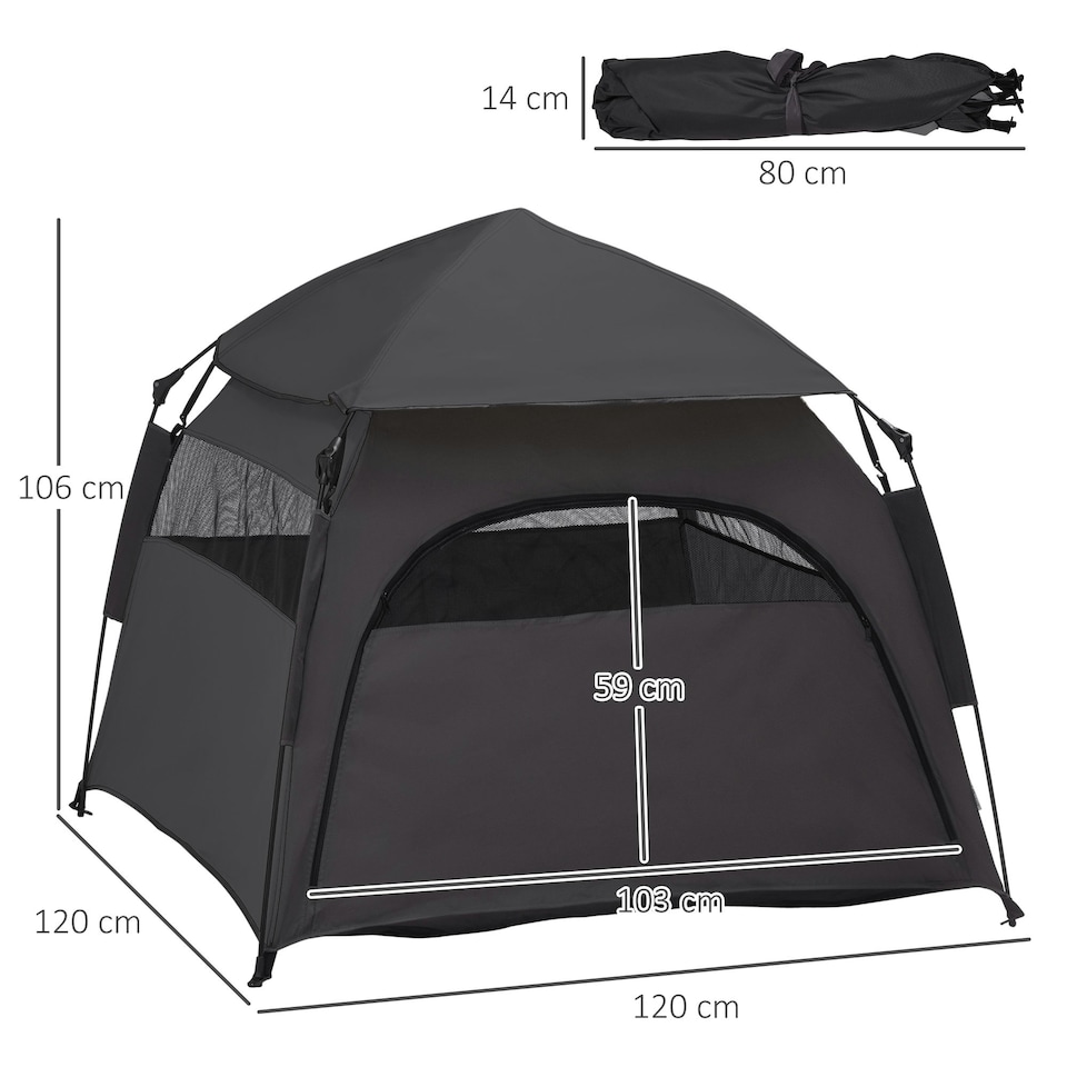 image 1 of PawHut Foldable Dog Cat Tent with Water-Resistant Oxford Cloth, Carry Bag